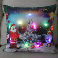 Ljojo LED Christmas Pillowcase 18x18 Inch Santa Snowman Cartoon Glowing Decor