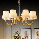 Ljojo Luxury Copper Chandelier: Elegant Ceiling Light for Living, Dining, Kitchen - Fabric Pendant Lighting