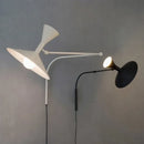 Ljojo Marseille Wall Lamp: Modern White Black Metal Swing Arm Sconce for Living Room & Bedroom