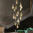Ljojo LED Diamond Crystal Chandelier for Living Room Staircase - Gold Luminaire