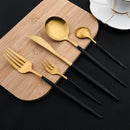 Ljojo 30-Piece Stainless Steel Matte Gold Cutlery Set & Tableware Kit