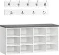 Ljojo™ Shoe Storage Bench with Cushion, 12-Cubby Organizer, 39.4L Capacity