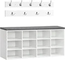 Ljojo™ Shoe Storage Bench with Cushion, 12-Cubby Organizer, 39.4L Capacity
