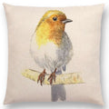 Birds Painting Cushion Cover - Ljojo Collection: Robin, Titmouse, Toucan, Sparrow, Firecrest, Cardinal, Bullfinch