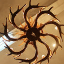Retro Antler Hanging Lamp Vintage Deer Chandelier Luminaria for Living Room by Ljojo