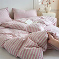 Ljojo Luxury Cotton Stripe Duvet Cover Set - Yarn-Dyed Bedding Set