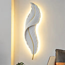 Ljojo LED Wall Sconce Modern Resin TV Background Light for Home Bedroom - White Feather