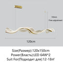 Modern Wave LED Pendant Lights for Living Room Bar | Ljojo Golden Chandelier Hanging Light