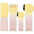 Ljojo 24-Piece Black Stainless Steel Cutlery Set Flatware Tableware Silverware Kit
