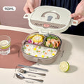 Ljojo 304 Stainless Steel Divided Lunch Box with Cutlery & Leakproof Design
