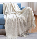 Cozy Knit Throw Blanket with Tassel, Black Lightweight Decorative Blanket for Couch and Bed by Ljojo