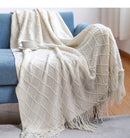 Cozy Knit Throw Blanket with Tassel, Black Lightweight Decorative Blanket for Couch and Bed by Ljojo