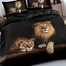 Ljojo Lions Print Duvet Set, Soft Bedding Set for Bedroom, 1 Duvet Cover + 1/2 Pillowcase