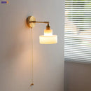 Ljojo Milky White Glass LED Wall Light Sconce Rotate Pull Chain Switch
