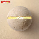 Japanese Wabi Sabi Circular Yellow Cave Stone Wall Lamp for Bedroom Decor by Ljojo