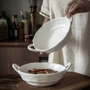 Ljojo Matte Ceramic Two Ear Bowl for Soup, Noodles, Salad - Light Food Bowl