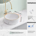 Ljojo Marble Patterned Circular Gold-Edged Ceramic Bathroom Sink