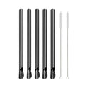 Ljojo 304 Stainless Steel Reusable 5Pcs Bubble Tea Straw Set with Brush and Spoon