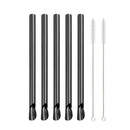 Ljojo 304 Stainless Steel Reusable 5Pcs Bubble Tea Straw Set with Brush and Spoon