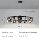 Ljojo Black Glass Led Chandelier Modern Luxury Nordic Style Pendant Light