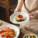 Ljojo 32 Piece Relief White Stoneware Dinnerware Set with Plates and Bowls
