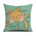 Funny Cats Print Pillow Case for Home Decor by Ljojo: 45x45cm Linen Cover