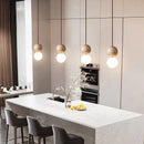 Travertine Pendant Lamp Stone Chandelier with Glass Ball - Luxurious Hanging Light for Bedroom by Ljojo