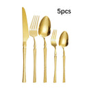 Ljojo 30-Piece Stainless Steel Tableware Set with Golden Waist Design