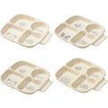 Ljojo 4 Grids Square Plastic Dinner Plate Set - Reusable & Dishwasher Safe Tableware