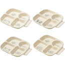 Ljojo 4 Grids Square Plastic Dinner Plate Set - Reusable & Dishwasher Safe Tableware
