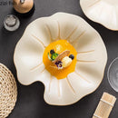 Ljojo Lotus Leaf Ceramic Salad Plate Creative Tableware