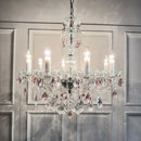French Romantic Pink Crystal Chandelier Pendant Lights by Ljojo for Elegant Living Room Decor