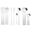 Golden Black Cutlery Set 24Pcs Stainless Steel Knife Fork Spoon Tableware Ljojo