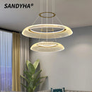 Ljojo Modern Acrylic Multi-layer Chandelier LED Pendant Light for Living Room and Bedroom