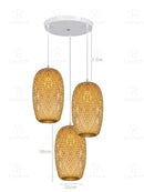 GEW Classic HandWoven Bamboo Lantern Pendant Lamp by Ljojo - Natural Rattan Wicker Chandelier Lighting.