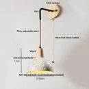 Ljojo LED Pull Chain Wall Sconce Cement Shade Wood Stair Light