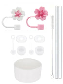 Ljojo 11Pcs Cup Accessories Set: Silicone Straw Stopper, Reusable Straw, Cleaning Brush - 40oz 30oz