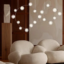 Nordic Designer White Glass Chandelier for Living Room, Dimmable Ceiling Fixture by Ljojo