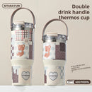 Ljojo 304 Stainless Steel Vacuum Insulated Straw Cup - Large Portable Thermos