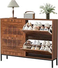 Ljojo™ Farmhouse Shoe Storage Cabinet with 2 Flip Drawers