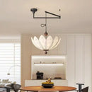 Ljojo Lotus Fabric Pendant Light for Bedroom Living Room Solid Wood Restaurant