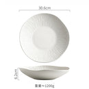 Ljojo Matte Striped Ceramic Deep Plate Set - Creative Tableware for Restaurants