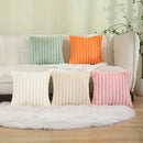 Ljojo Luxe Faux Fur Striped Throw Pillow Cover for Home Decor