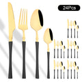 Ljojo 24Pcs Pink Gold Stainless Steel Cutlery Set - Western Flatware Tableware