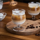 Ljojo 200ml Clear Ripple Glass Coffee Cup High Foot Handcrafted Juice Bar Cocktail Cup