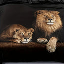 Ljojo Lions Print Duvet Set, Soft Bedding Set for Bedroom, 1 Duvet Cover + 1/2 Pillowcase