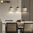 Ljojo Japanese Wabi-Sabi Stone Pendant Light Yellow Travertine LED Hanging Lamp