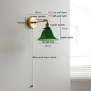 Ljojo Milky White Glass LED Wall Light Sconce Rotate Pull Chain Switch