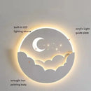 Ljojo LED Cloud Stars Moon Wall Lamp for Bedroom Kids Creative TV Background