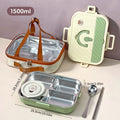 Ljojo 4/5 Grids Stainless Steel Divided Lunch Box Set with Cutlery